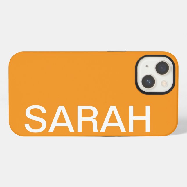 Coque iPhone Nom Personnalisé Simple Moderne Élégant Orange (Verso Horizontal)