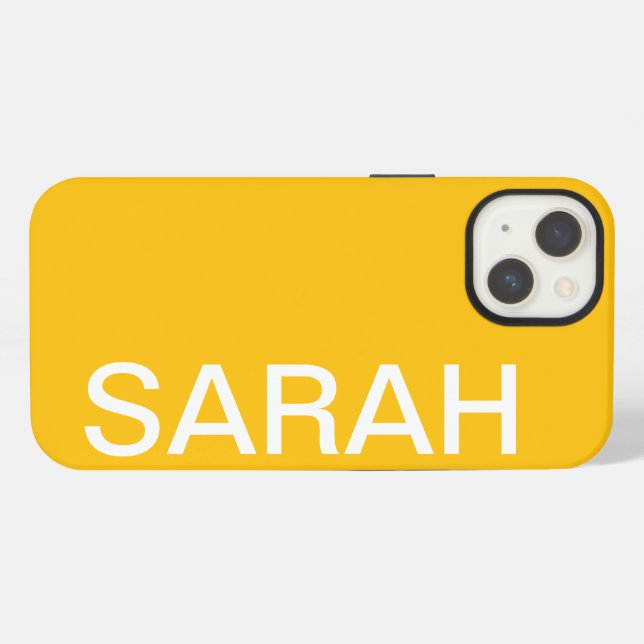 Coque iPhone Nom personnalisé Simple Style moderne Jaune (Verso Horizontal)