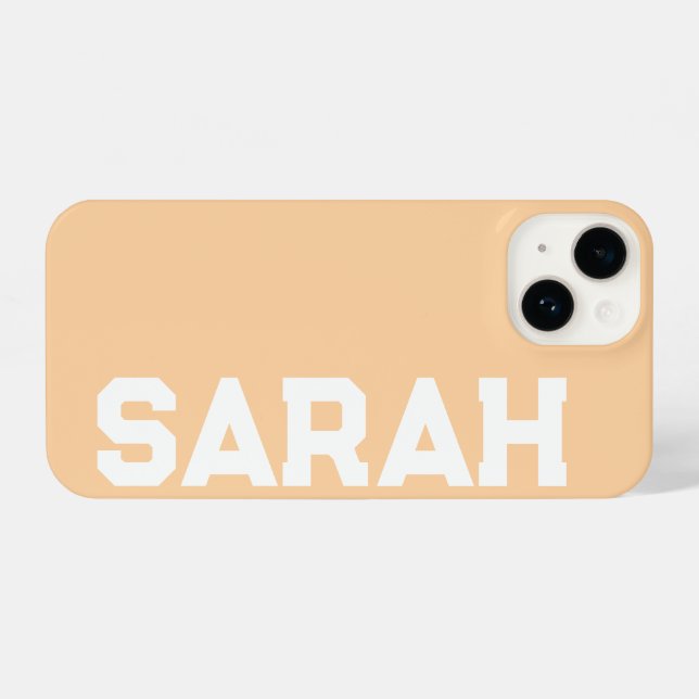 Coque iPhone Nom personnalisé Stylish Modern Minimal Peach (Verso Horizontal)