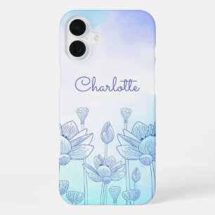 Coque iPhone 16 Plus Nom personnalisé Superposition de silhouette flora