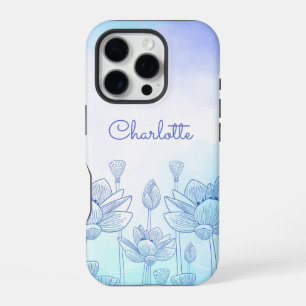 Coque iPhone 16 Pro Nom personnalisé Superposition de silhouette flora