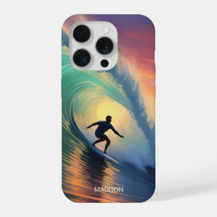 Coque iPhone 15 Pro Nom personnalisé Surfing