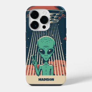 Coque Pour iPhone 14 Plus Nom personnalisé UFO Alien