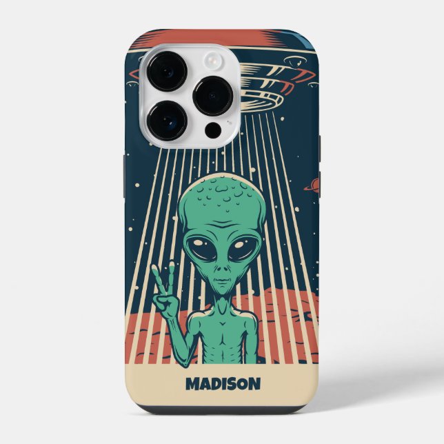 Coque iPhone Nom personnalisé UFO Alien (Verso)