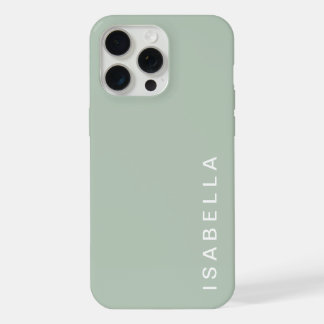 Coque iPhone 15 Pro Max Nom personnalisé Vert Sauge Minimaliste Moderne