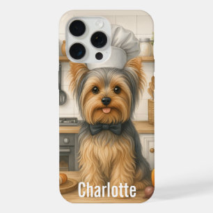 Coque iPhone 15 Pro Max Nom personnalisé Yorkshire Terrier Chien Chef