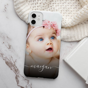 Coque iPhone 15 Plus Nom photo de bébé personnalisé écriture manuscrite
