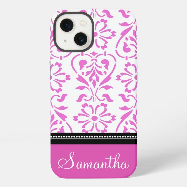 Coque iPhone nom rose de coutume de damassé d'iPad (Verso)