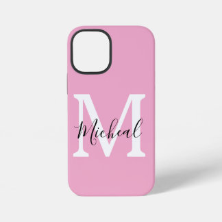 Coque iPhone 12 Mini Nom Rose Élégant Personnalisé