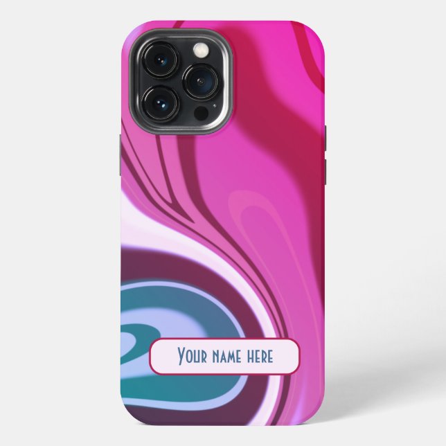 Coque iPhone Nom Rose Vibrant Abstrait Rayé Couleur Moderne (Verso)