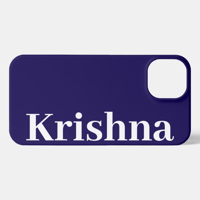 Coque iPhone Nom simple Monogramme minimal moderne bleu foncé (Verso Horizontal)