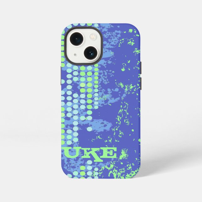 Coque iPhone nom style surf bleu vert  (Verso)