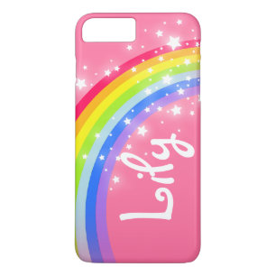 Coque iphone nommé de rose d'arc-en-ciel de lis de