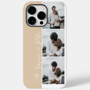Coque Pour Pour iPhone 14 Pro Max Noms de couple de sable beige grille de collage de