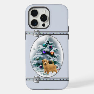 Coque iPhone 15 Pro Max Norfolk Terrier Cute Vacances de Noël Bleues