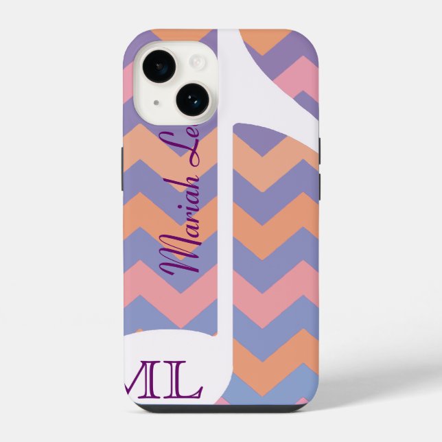 Coque iPhone Note de musique personnalisable & chevron (Verso)
