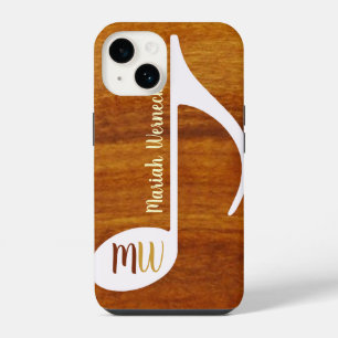 Coque Pour iPhone 14 note de musique personnalisée sur bois