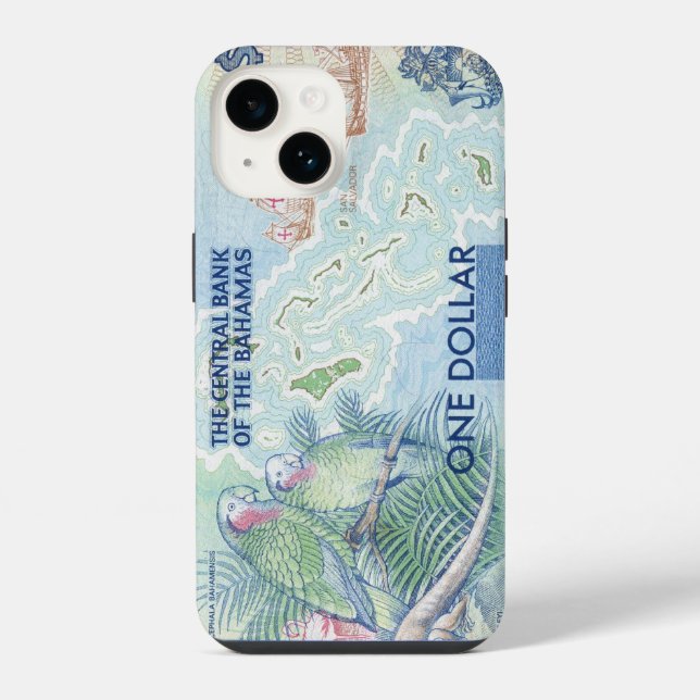 Coque iPhone Note de perroquet obsolète des Bahamas (Verso)