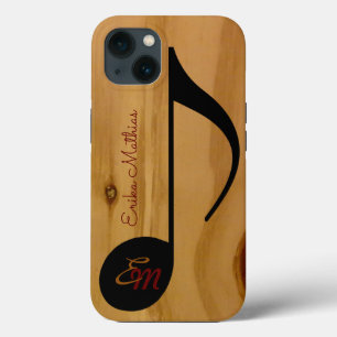 Etui iPhone 13 note musicale sur les grains de bois personnalisée