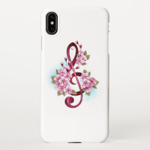 Coque iPhone XS Max Notes de clef musicale en treble avec des fleurs S