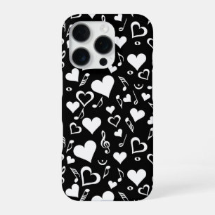 Coque iPhone 16 Pro Notes de coeur et de musique