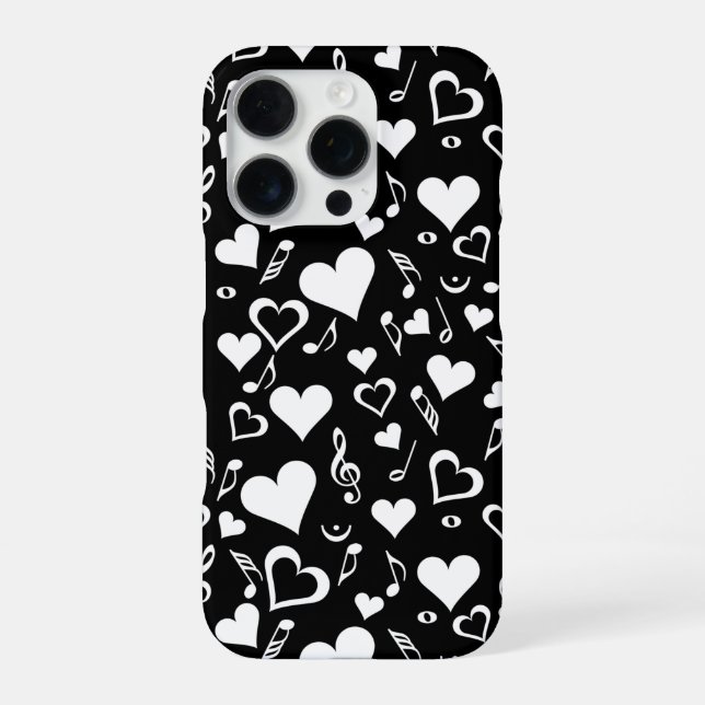 Coque iPhone Notes de coeur et de musique (Verso)