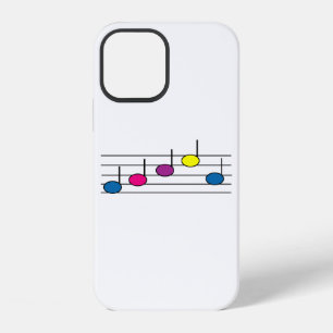 Coque iPhone 12 Notes de musique colorées sur un motif de portée