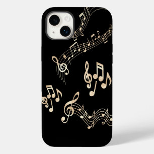 Notes de musique dorées sur fond noir