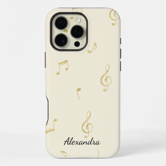 Coque iPhone Notes de musique en or blanc   (Verso)