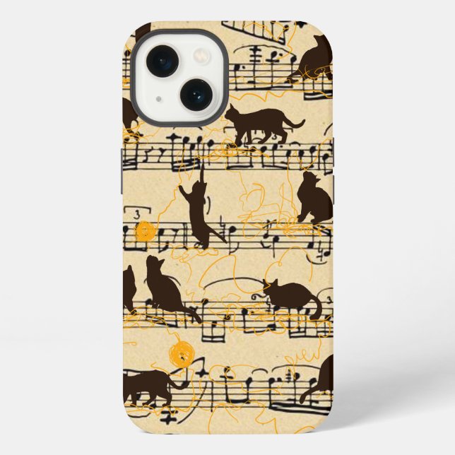 Coque iPhone Notes de musique et chatons (Verso)