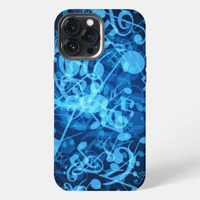 Coque iPhone Notes de musique lueur bleue (Verso)