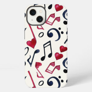 Etui iPhone 13 Notes et symboles de musique noir et blanc