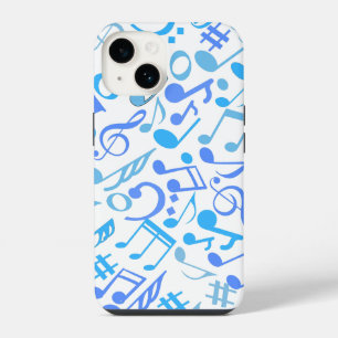 Coque Pour iPhone 14 Notes et symboles musicaux Motif blue.b Blanc