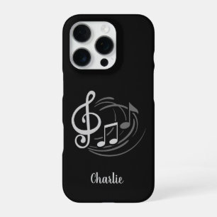 Coque iPhone 16 Pro Notes musicales des cas de téléphone de nom person
