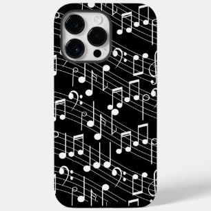 Coque Pour Pour iPhone 14 Pro Max Notes musicales en noir et blanc et lignes de pers