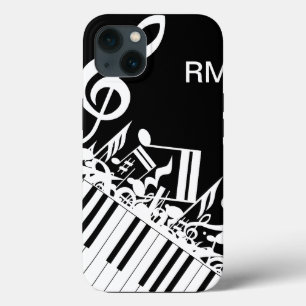 Etui iPhone 13 Notes musicales et touches de piano personnalisées