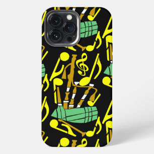Etui iPhone 13 Pro Max Notes musicales jaunes Bagpipes