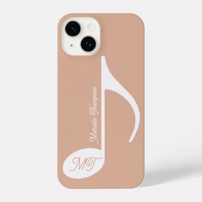 Coque iPhone Notes musicales personnalisées Rose Dusty (Verso)