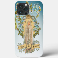 Notre-Dame de Fatima Vierge Marie Bleue Florale Re