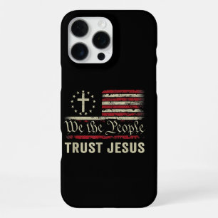 Coque iPhone 16 Pro Max Nous, le Peuple, Faisons Confiance à Jésus - Drape