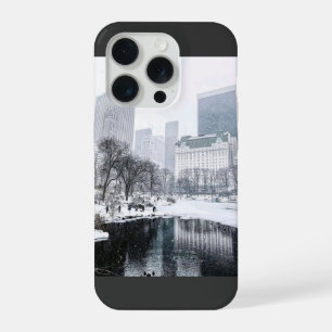 Coque iPhone 15 Pro Nouvelle Ville de New York Hiver dans l'Art de la