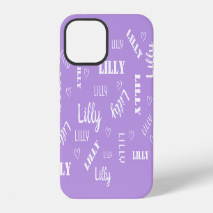 Coque iPhone 12 Nuage de mots artistiques pastel violet lilas Nom