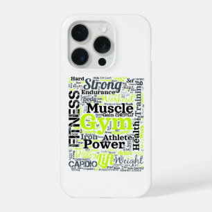 Coque iPhone 15 Pro Nuage de mots de séance de gym intense