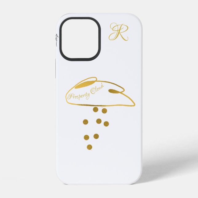 Coque iPhone Nuage de prospérité chic Monogramme (Verso)
