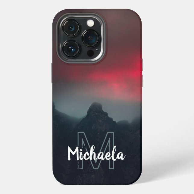 Coque iPhone Nuages brûlants, brouillard et monogramme de monta (Dos)