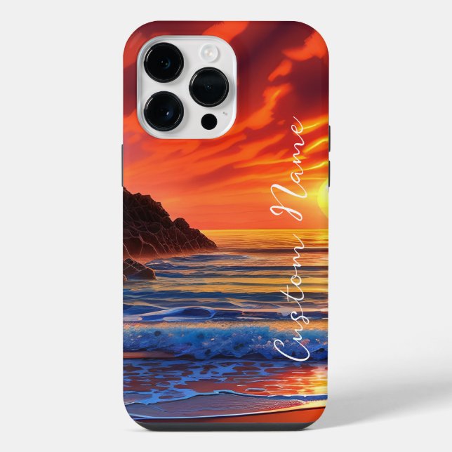 Coque iPhone Nuages de coucher de soleil clair tropical (Verso)