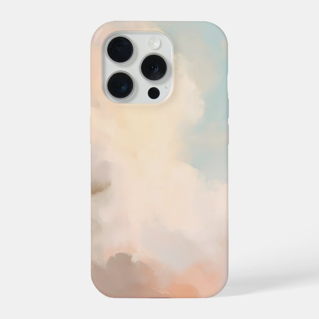 Coque iPhone Nuages doux du ciel en rose et bleu tendre (Verso)