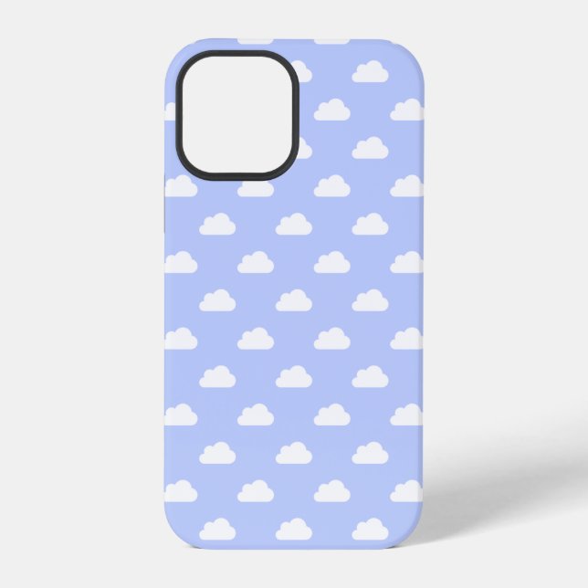Coque iPhone Nuages Mignons Blancs sur Fond Bleu (Verso)