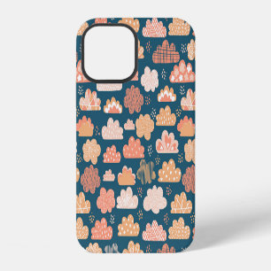Coque iPhone 12 Nuages scandinaves : motifs enfantins dorés.