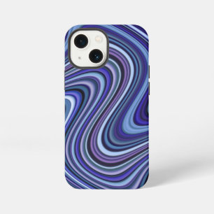 Etui iPhone 13 Mini Nuance de bleu très unique motif de ligne incurvée